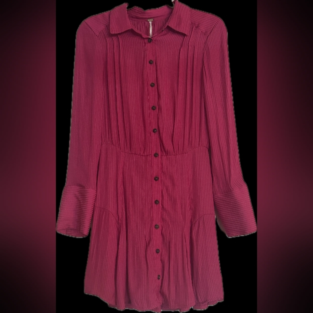 Free People Vibrant Pink Textured Mini  Dress